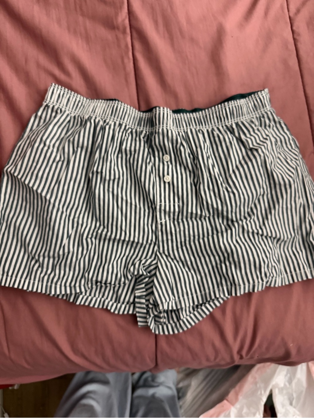 PINK Victoria's Secret green and White Striped Cotton Sleep Shorts